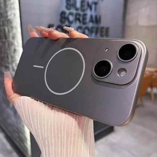 For iPhone 15 Matte Frosted Fine Circle MagSafe Lens Protection Phone Case(Titanium Grey)
