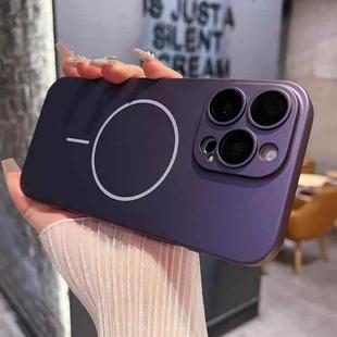 For iPhone 14 Pro Matte Frosted Fine Circle MagSafe Lens Protection Phone Case(Misty Purple)