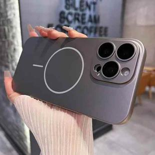 For iPhone 14 Pro Matte Frosted Fine Circle MagSafe Lens Protection Phone Case(Titanium Grey)