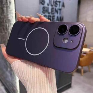 For iPhone 12 Matte Frosted Fine Circle MagSafe Lens Protection Phone Case(Misty Purple)