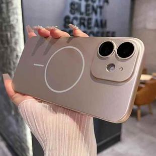 For iPhone 12 Matte Frosted Fine Circle MagSafe Lens Protection Phone Case(Desert Gold)