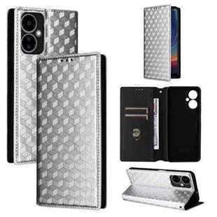 For Boost Mobile Celero 5G 2024 / Celero 3 5G Cubic Grid Texture Flip Leather Phone Case(Silver)