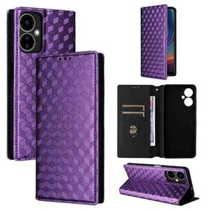 For Boost Mobile Celero 5G 2024 / Celero 3 5G Cubic Grid Texture Flip Leather Phone Case(Purple)