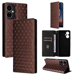 For Boost Mobile Celero 5G 2024 / Celero 3 5G Cubic Grid Texture Flip Leather Phone Case(Brown)