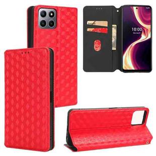 For Boost Mobile Celero 5G+ Cubic Grid Texture Flip Leather Phone Case(Red)