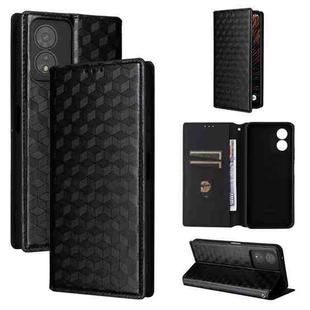 For Boost Mobile Celero 5G SC Cubic Grid Texture Flip Leather Phone Case(Black)