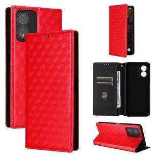For Boost Mobile Celero 5G SC Cubic Grid Texture Flip Leather Phone Case(Red)