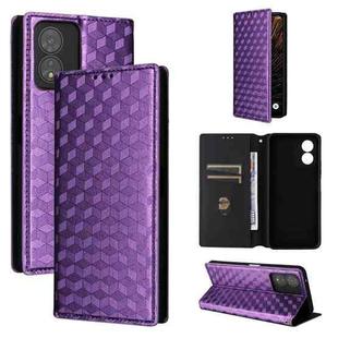 For Boost Mobile Celero 5G SC Cubic Grid Texture Flip Leather Phone Case(Purple)