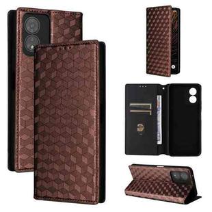 For Boost Mobile Celero 5G SC Cubic Grid Texture Flip Leather Phone Case(Brown)