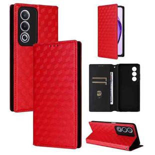 For OPPO A3 Pro 5G Global Cubic Grid Texture Flip Leather Phone Case(Red)