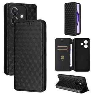 For OPPO A3X 5G Global/ 4G / A3 4G / 5G Cubic Grid Texture Flip Leather Phone Case(Black)