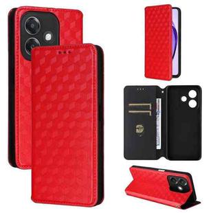 For OPPO A3X 5G Global/ 4G / A3 4G / 5G Cubic Grid Texture Flip Leather Phone Case(Red)
