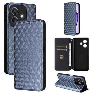 For OPPO A3X 5G Global/ 4G / A3 4G / 5G Cubic Grid Texture Flip Leather Phone Case(Blue)