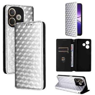 For OPPO A5 Pro 5G Global Cubic Grid Texture Flip Leather Phone Case(Silver)