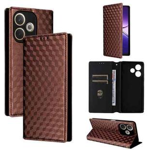 For OPPO A5 Pro 5G Global Cubic Grid Texture Flip Leather Phone Case(Brown)