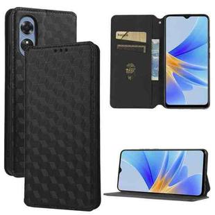 For OPPO A17k / A17 Cubic Grid Texture Flip Leather Phone Case(Black)