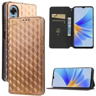 For OPPO A17k / A17 Cubic Grid Texture Flip Leather Phone Case(Brown)