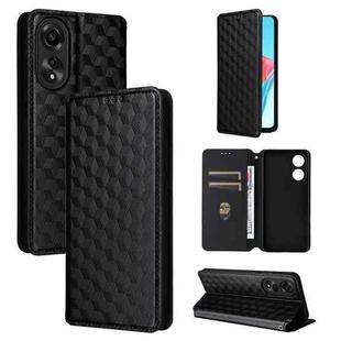 For OPPO A58 4G Cubic Grid Texture Flip Leather Phone Case(Black)