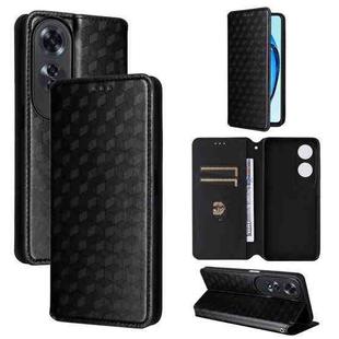 For OPPO A60 4G Cubic Grid Texture Flip Leather Phone Case(Black)