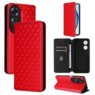 For OPPO A60 4G Cubic Grid Texture Flip Leather Phone Case(Red)