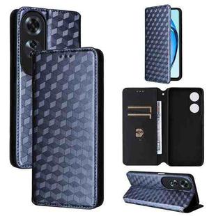 For OPPO A60 4G Cubic Grid Texture Flip Leather Phone Case(Blue)