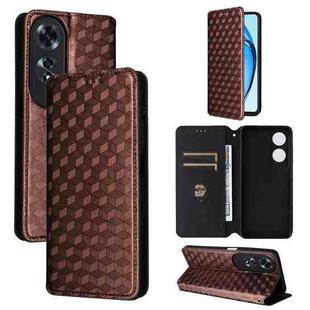 For OPPO A60 4G Cubic Grid Texture Flip Leather Phone Case(Brown)