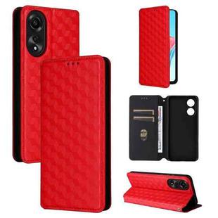 For OPPO A78 4G Cubic Grid Texture Flip Leather Phone Case(Red)