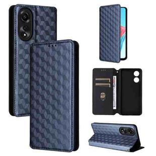 For OPPO A78 4G Cubic Grid Texture Flip Leather Phone Case(Blue)