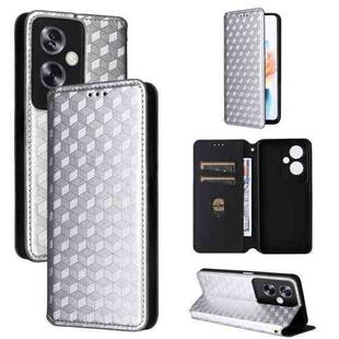For OPPO A79 5G / A2 5G Cubic Grid Texture Flip Leather Phone Case(Silver)