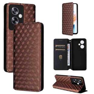 For OPPO A79 5G / A2 5G Cubic Grid Texture Flip Leather Phone Case(Brown)