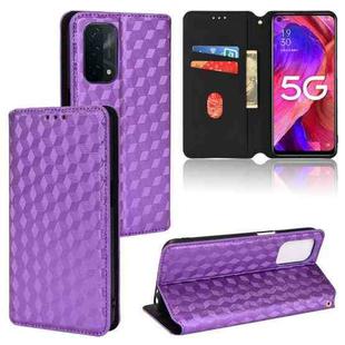 For OPPO A93 5G / A74 5G / A54 5G Cubic Grid Texture Flip Leather Phone Case(Purple)