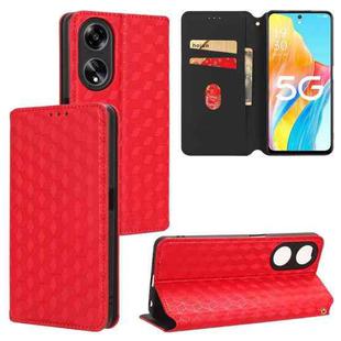 For OPPO A98 5G / F23 5G / A1 5G Cubic Grid Texture Flip Leather Phone Case(Red)