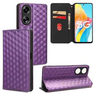 For OPPO A98 5G / F23 5G / A1 5G Cubic Grid Texture Flip Leather Phone Case(Purple)