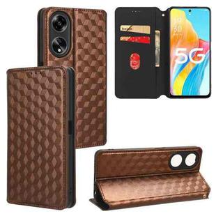 For OPPO A98 5G / F23 5G / A1 5G Cubic Grid Texture Flip Leather Phone Case(Brown)
