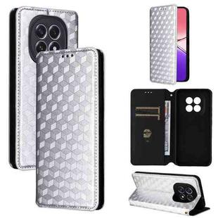 For OPPO F29 5G Global Cubic Grid Texture Flip Leather Phone Case(Silver)
