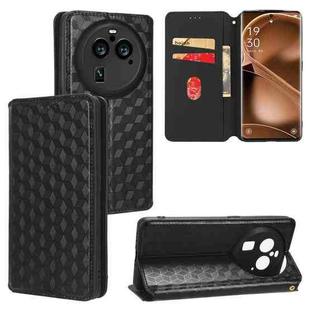 For OPPO Find X6 Pro Cubic Grid Texture Flip Leather Phone Case(Black)