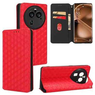 For OPPO Find X6 Pro Cubic Grid Texture Flip Leather Phone Case(Red)