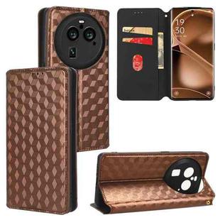 For OPPO Find X6 Pro Cubic Grid Texture Flip Leather Phone Case(Brown)