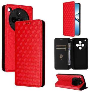 For OPPO Find X8 5G Cubic Grid Texture Flip Leather Phone Case(Red)