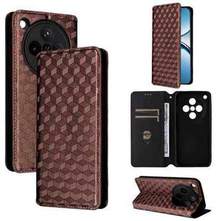 For OPPO Find X8 5G Cubic Grid Texture Flip Leather Phone Case(Brown)