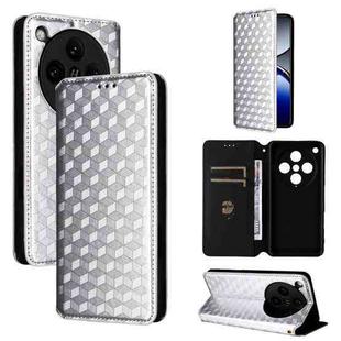 For OPPO Find X8 Pro 5G Cubic Grid Texture Flip Leather Phone Case(Silver)