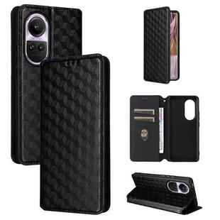 For OPPO Reno10 5G Global Cubic Grid Texture Flip Leather Phone Case(Black)