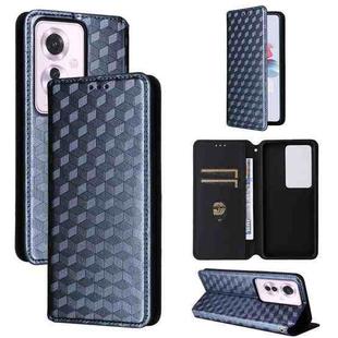 For OPPO Reno11 A JP / PJH110 Cubic Grid Texture Flip Leather Phone Case(Blue)