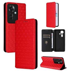 For OPPO Reno11 F 5G / F25 Pro 5G Cubic Grid Texture Flip Leather Phone Case(Red)