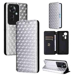 For OPPO Reno11 F 5G / F25 Pro 5G Cubic Grid Texture Flip Leather Phone Case(Silver)