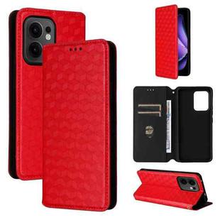 For OPPO Reno13 F 4G / 5G Cubic Grid Texture Flip Leather Phone Case(Red)