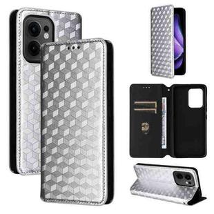 For OPPO Reno13 F 4G / 5G Cubic Grid Texture Flip Leather Phone Case(Silver)