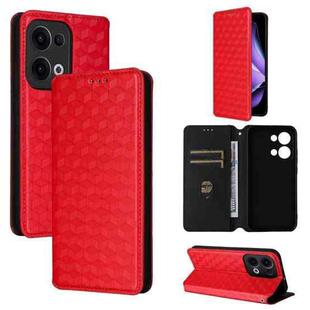 For OPPO Reno13 5G Cubic Grid Texture Flip Leather Phone Case(Red)