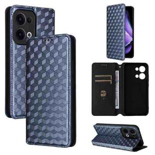 For OPPO Reno13 5G Cubic Grid Texture Flip Leather Phone Case(Blue)
