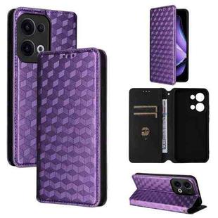 For OPPO Reno13 5G Cubic Grid Texture Flip Leather Phone Case(Purple)